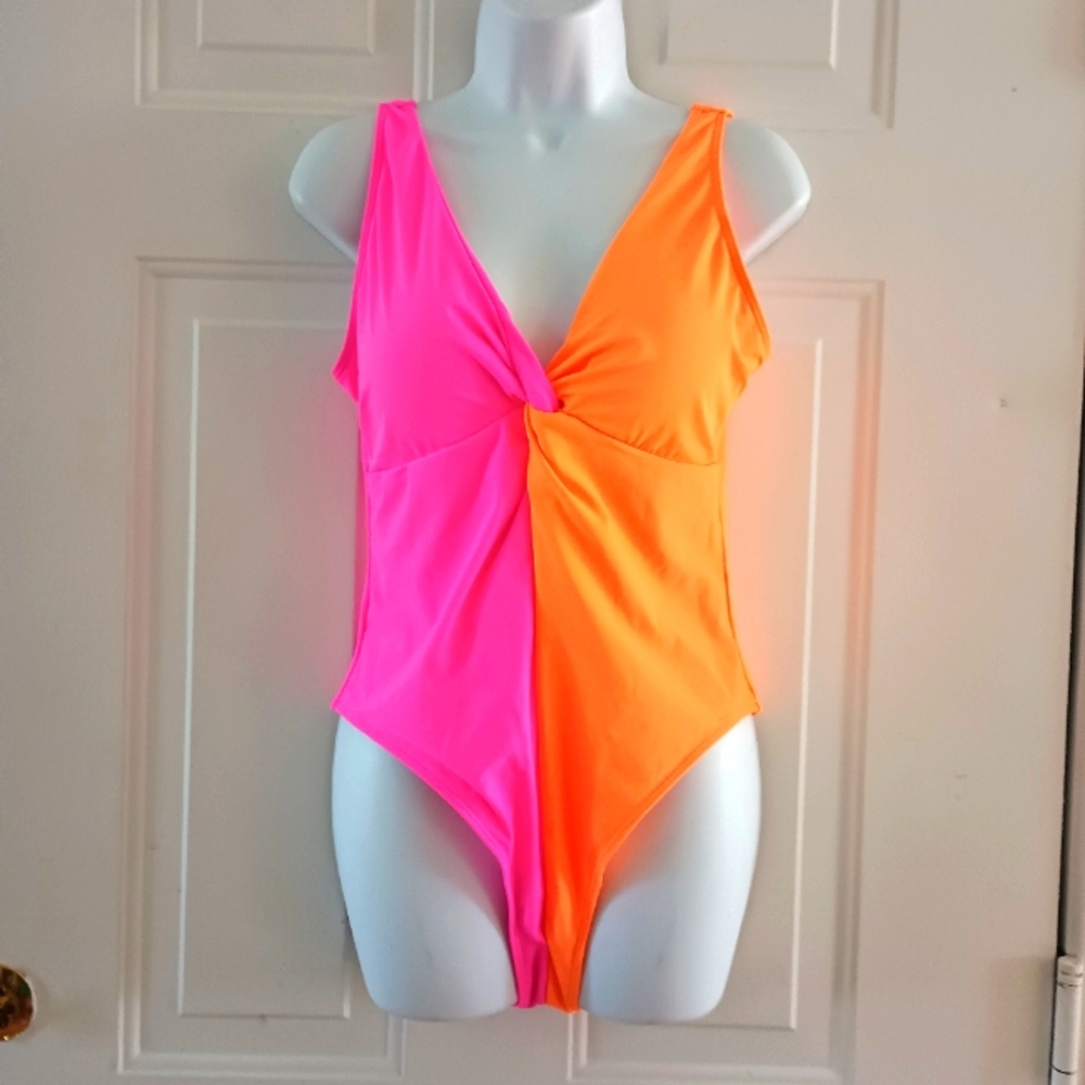 Pink Lily Pink/Orange one Piece Swimsuit. Size XL. New